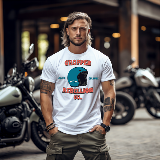 Chopper Rebellion Co. Helmet Cycle Culture Retro M WH TEE