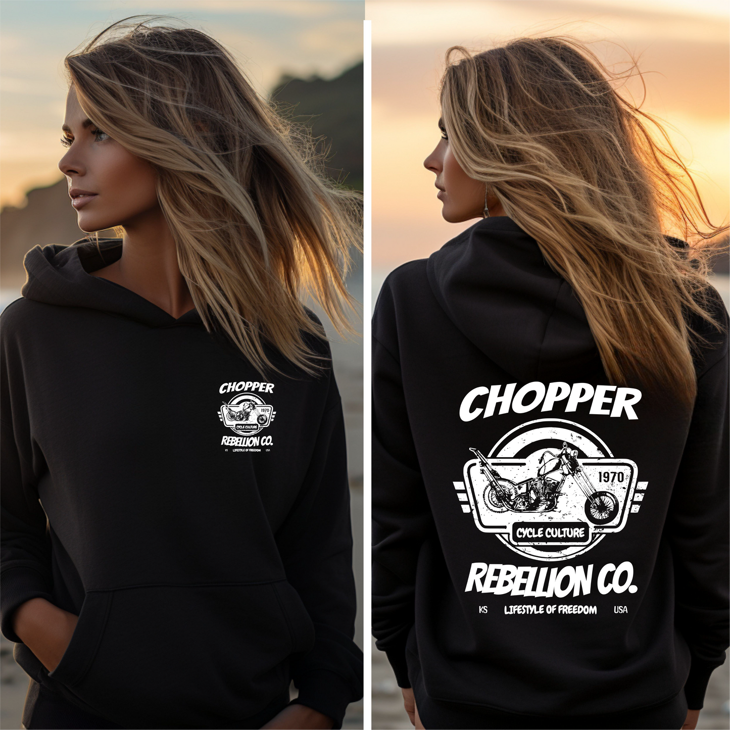 Chopper Rebellion Co. Lifestyle of Freedom W BLK Hoodie B/F