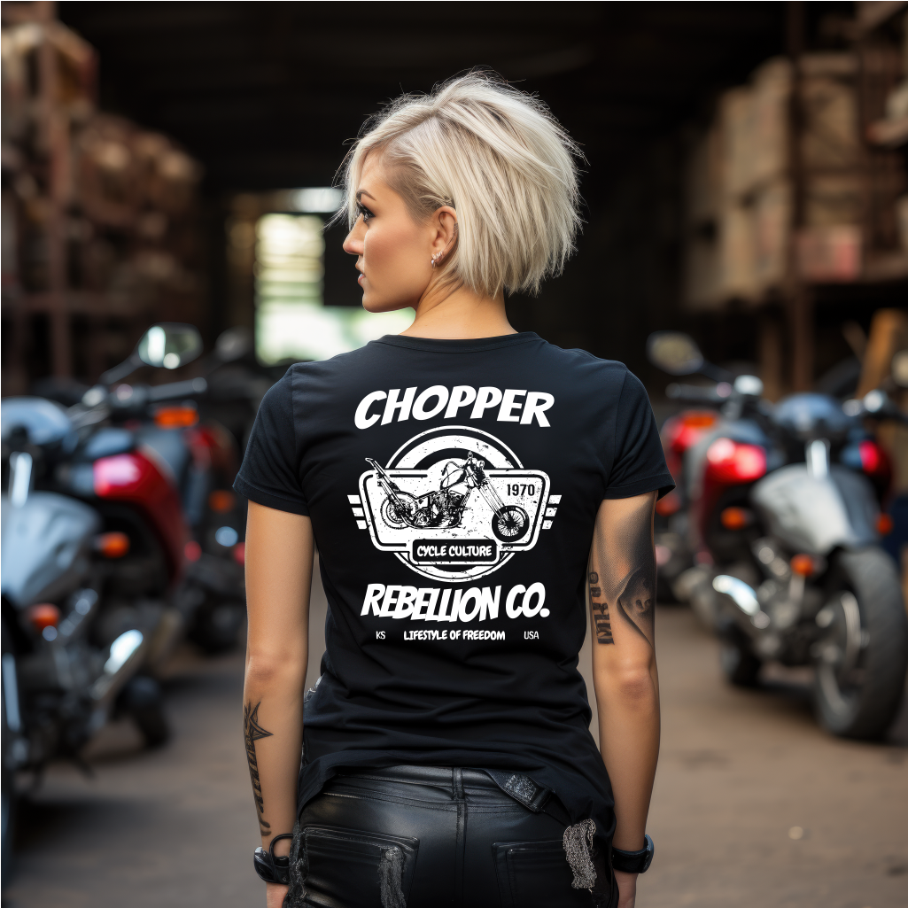 Chopper Rebellion Co. Lifestyle of Freedom W BLK TEE B/F