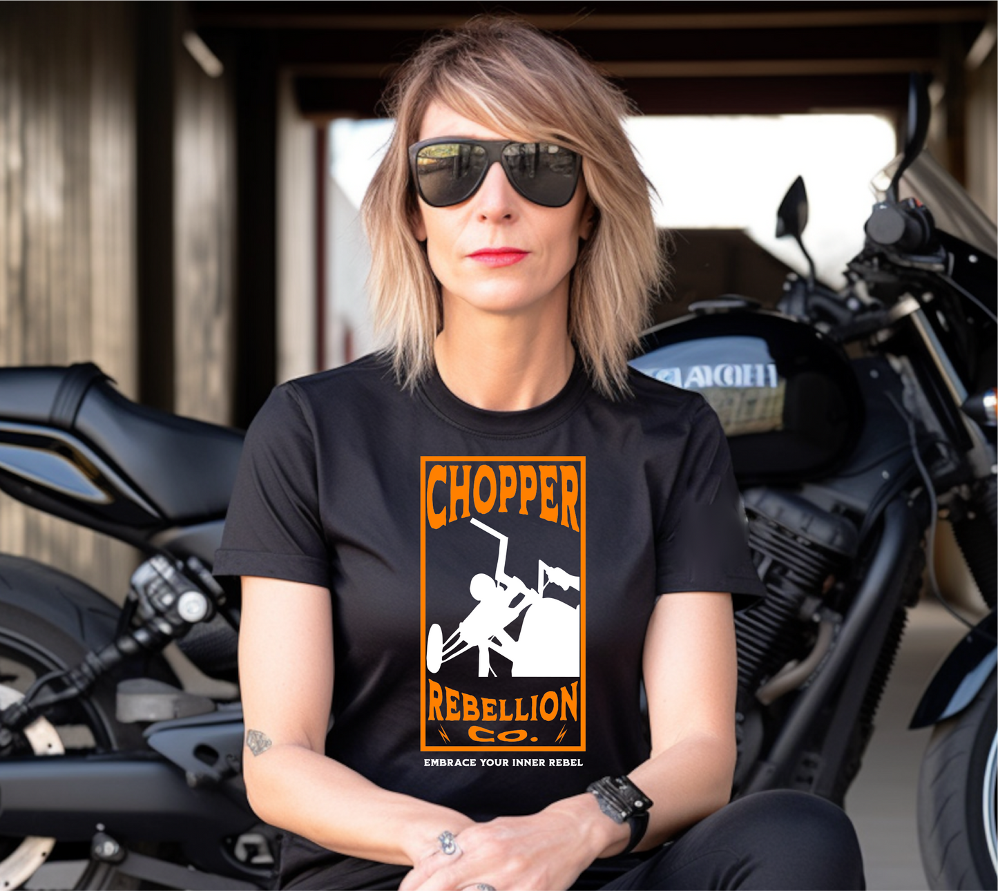 Chopper Rebellion Co.  Embrace Your Inner Rebel W BLK Tee