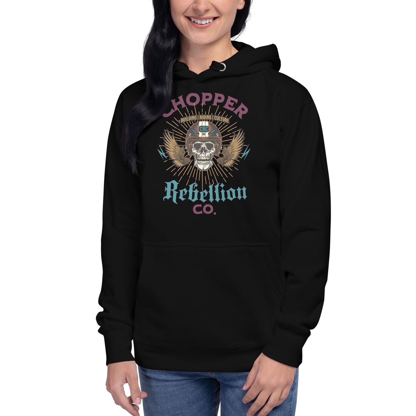 Chopper Rebellion Co. Skull & Wings v1 W BLK Hoodie