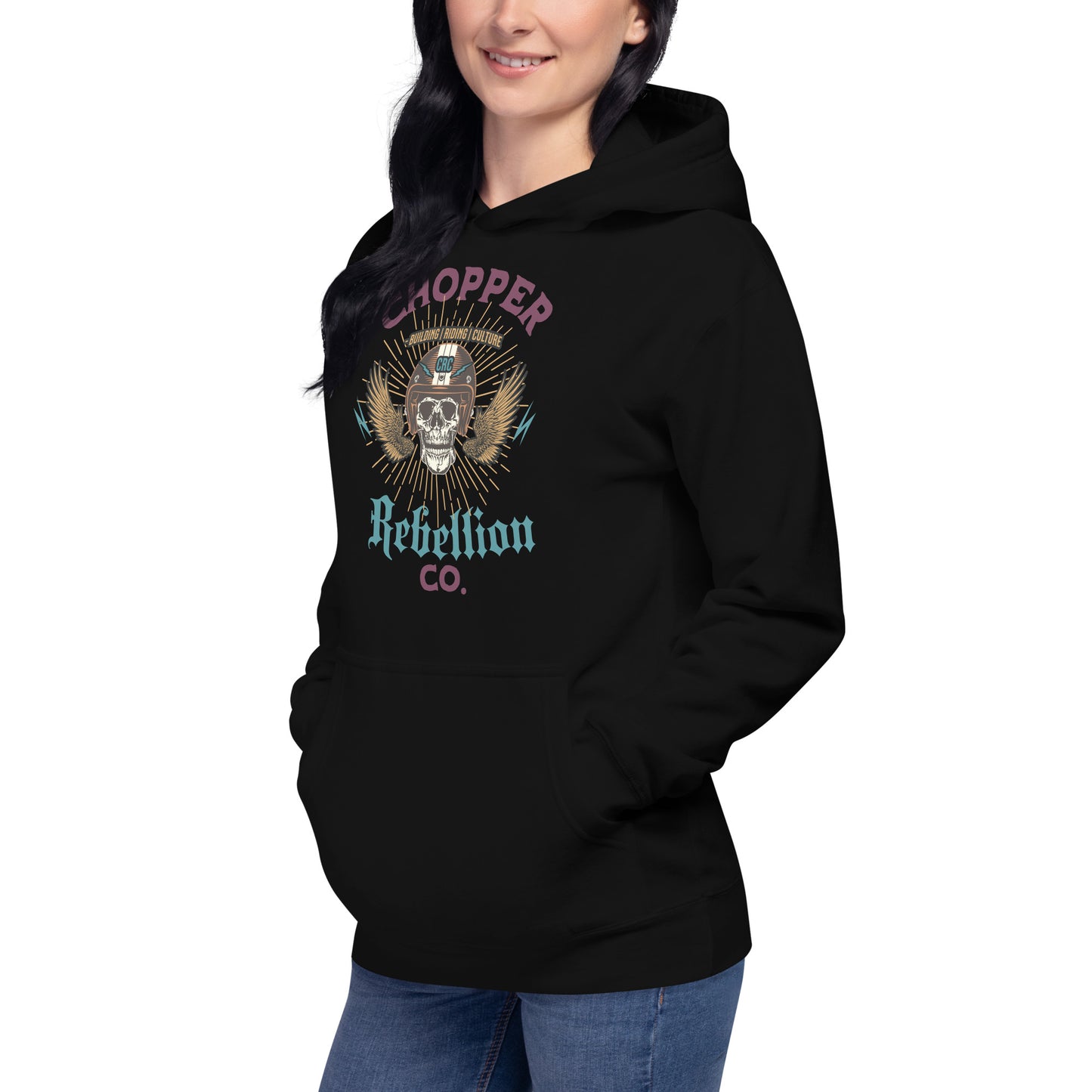 Chopper Rebellion Co. Skull & Wings v1 W BLK Hoodie