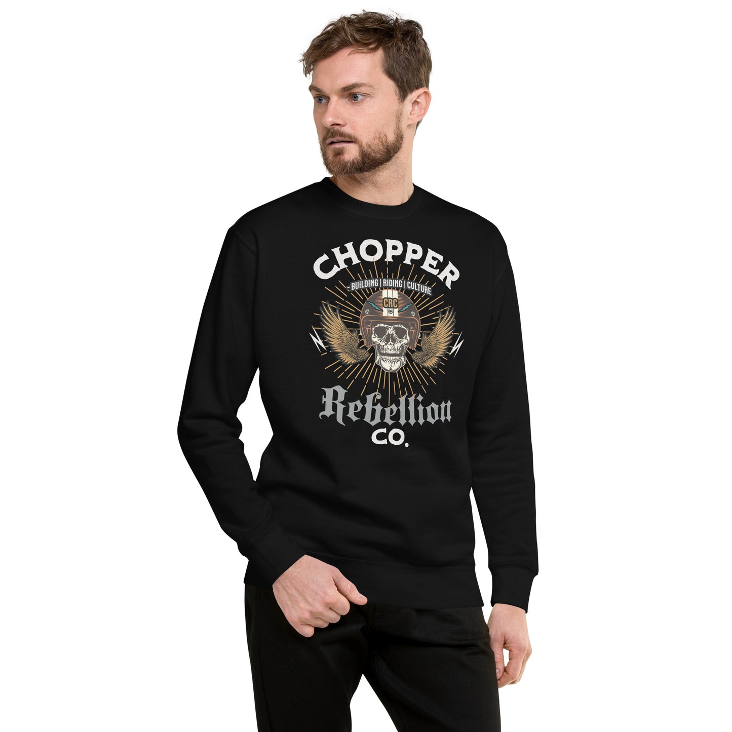 Chopper Rebellion Co. Skull Helmet M BLK Sweatshirt