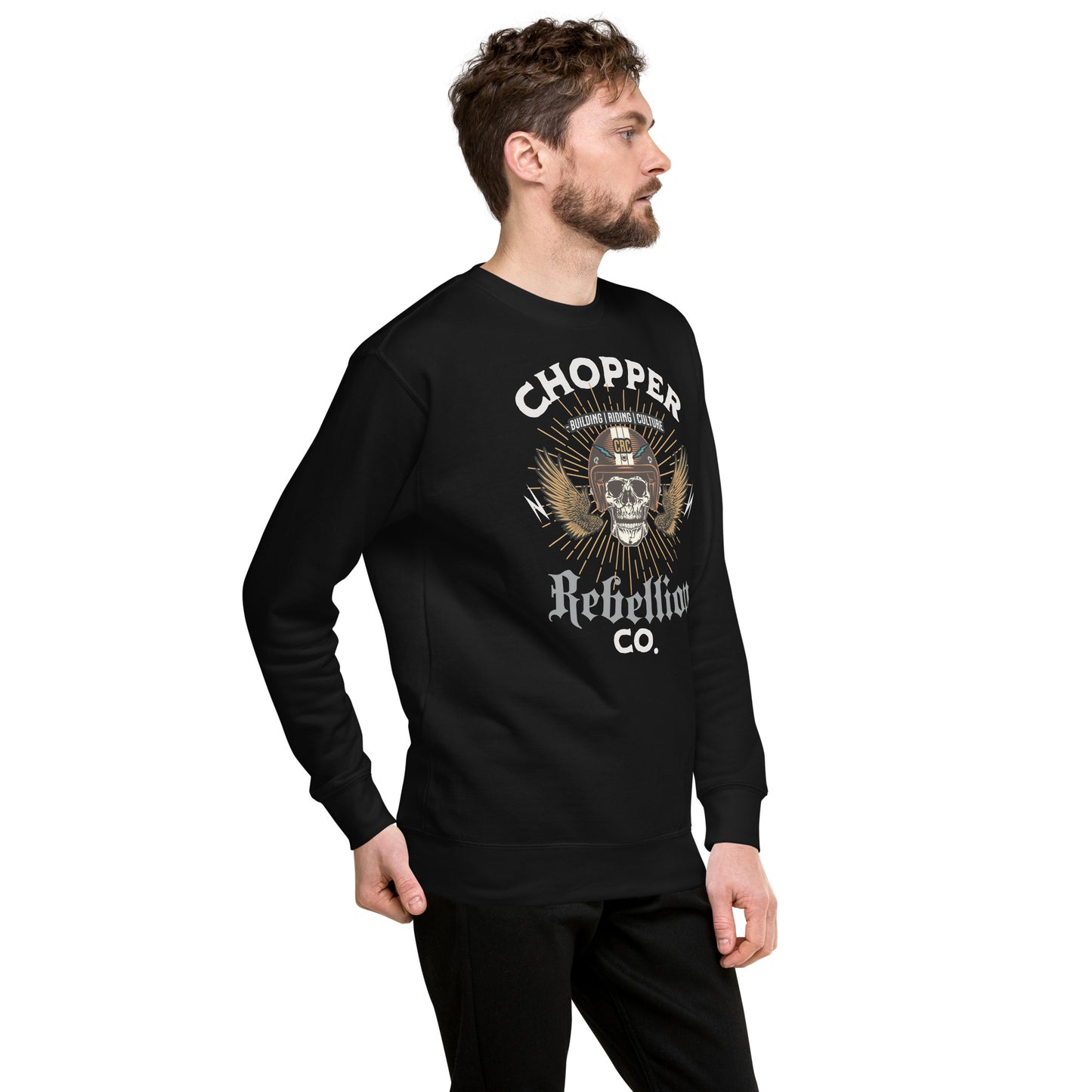 Chopper Rebellion Co. Skull Helmet M BLK Sweatshirt