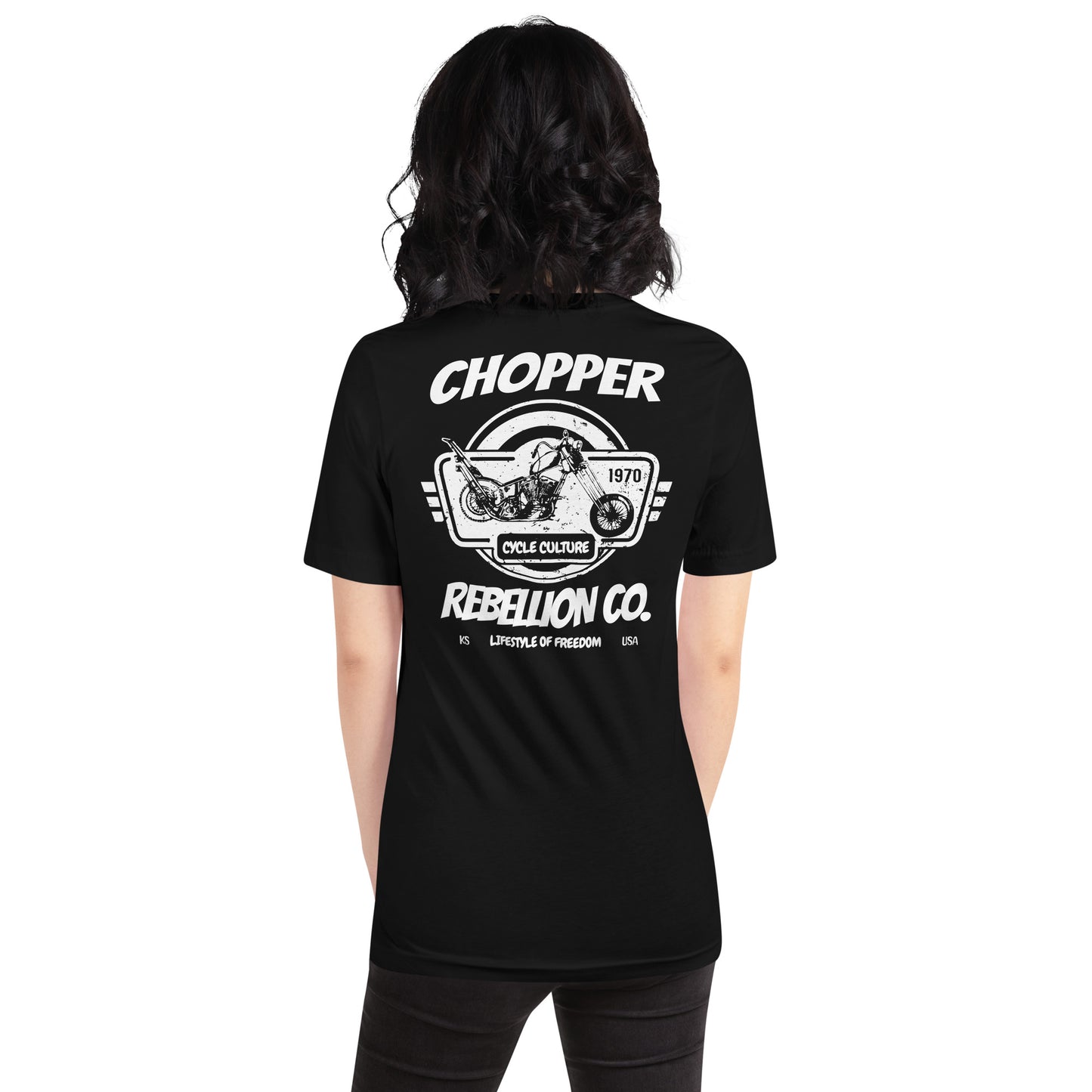 Chopper Rebellion Co. Lifestyle of Freedom W BLK TEE B/F