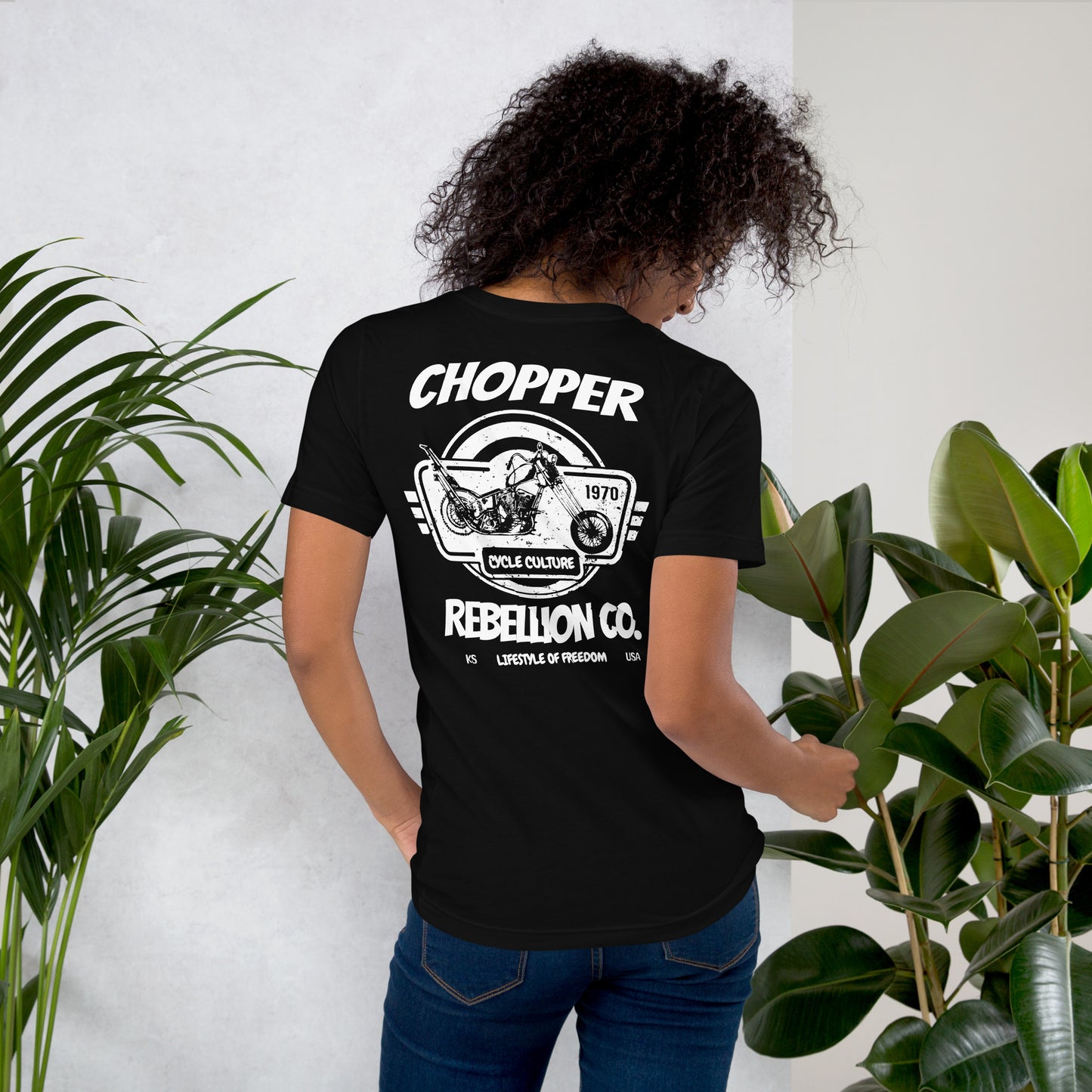 Chopper Rebellion Co. Lifestyle of Freedom W BLK TEE B/F