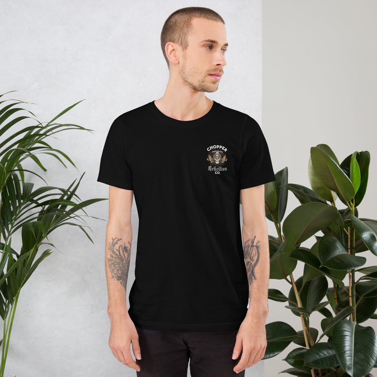 Chopper Rebellion Co. Skull Helmet M BLK Tee