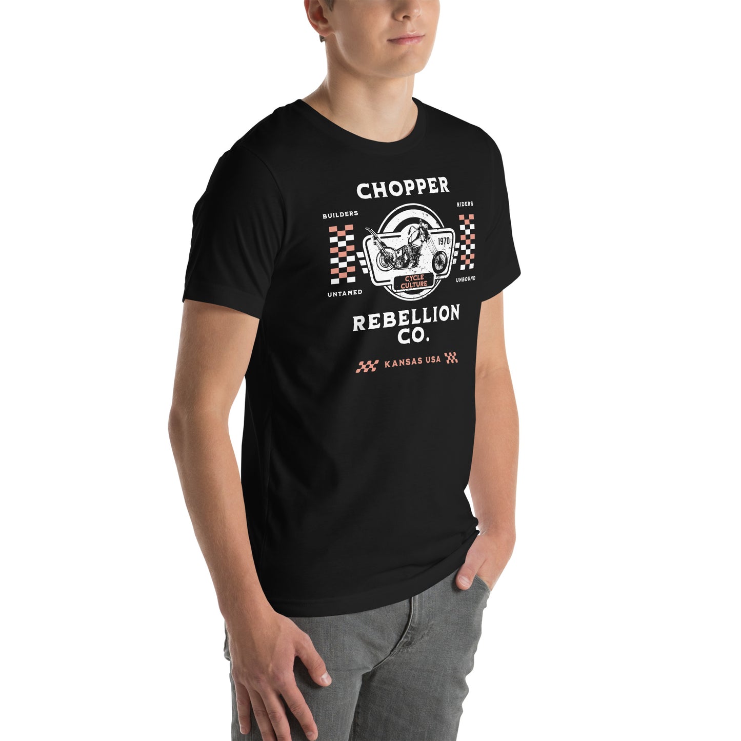 Chopper Rebellion Co. Represents Builders, Riders, Cycle Culture M BLK Tee